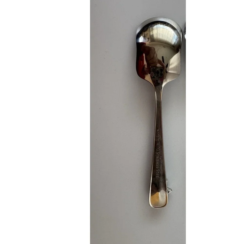 Sugar Shovel Spoon Rose w/Leaves at Top Enameled Black Handles